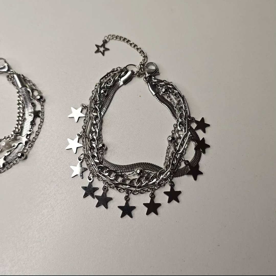 دستبند استیل ترکیبی ستاره